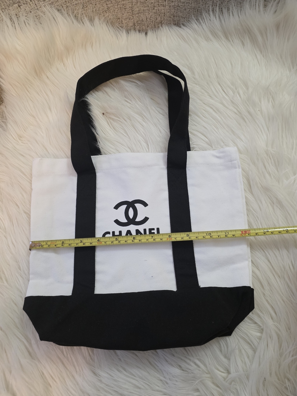 White and Black Canvas Tote with Pouch — 2 Pieces - Picture 5 of 10